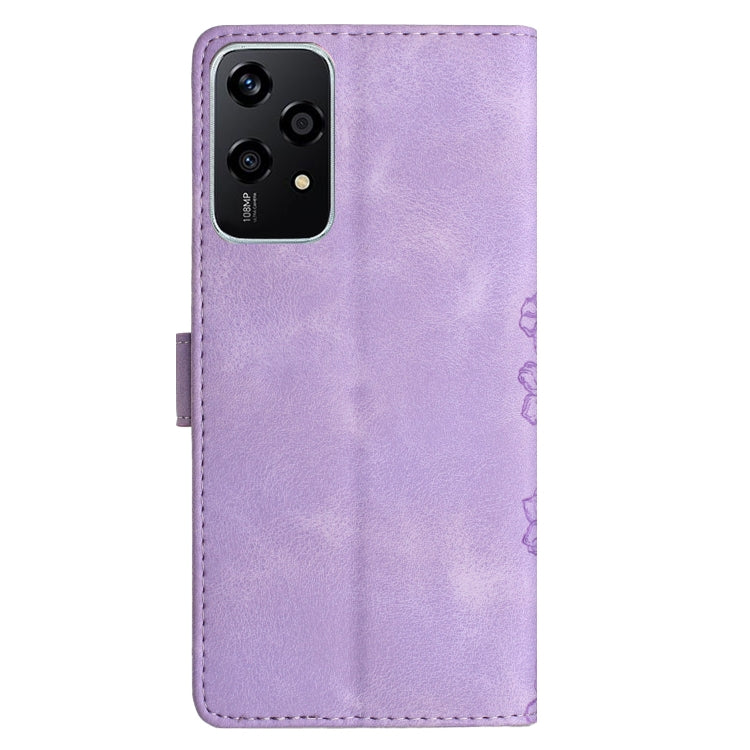 For Honor 200 Lite Global Cherry Blossom Butterfly Skin Feel Embossed PU Phone Case