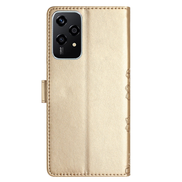 For Honor 200 Lite Global Cherry Blossom Butterfly Skin Feel Embossed PU Phone Case