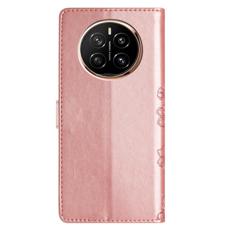 For Honor Magic7 Pro Cherry Blossom Butterfly Skin Feel Embossed PU Phone Case