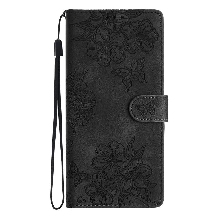 For Honor Magic7 Cherry Blossom Butterfly Skin Feel Embossed PU Phone Case