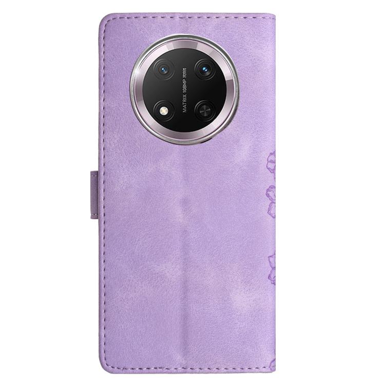 For Honor X9c Cherry Blossom Butterfly Skin Feel Embossed PU Phone Case
