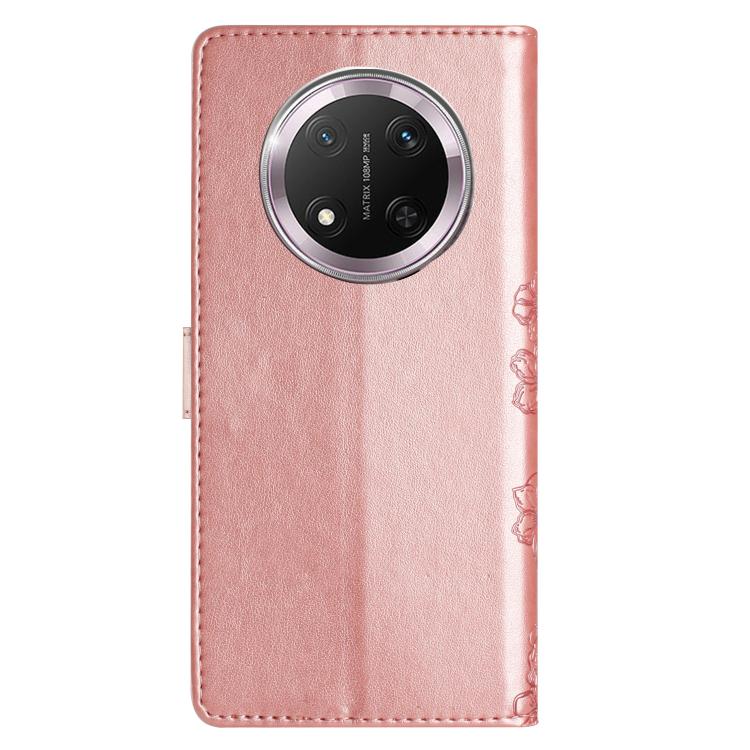 For Honor X9c Cherry Blossom Butterfly Skin Feel Embossed PU Phone Case