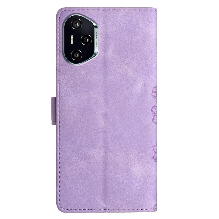 For Honor 400 Global 156.5mm Cherry Blossom Butterfly Skin Feel Embossed PU Phone Case