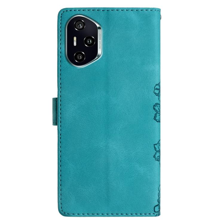 For Honor 400 Global 156.5mm Cherry Blossom Butterfly Skin Feel Embossed PU Phone Case