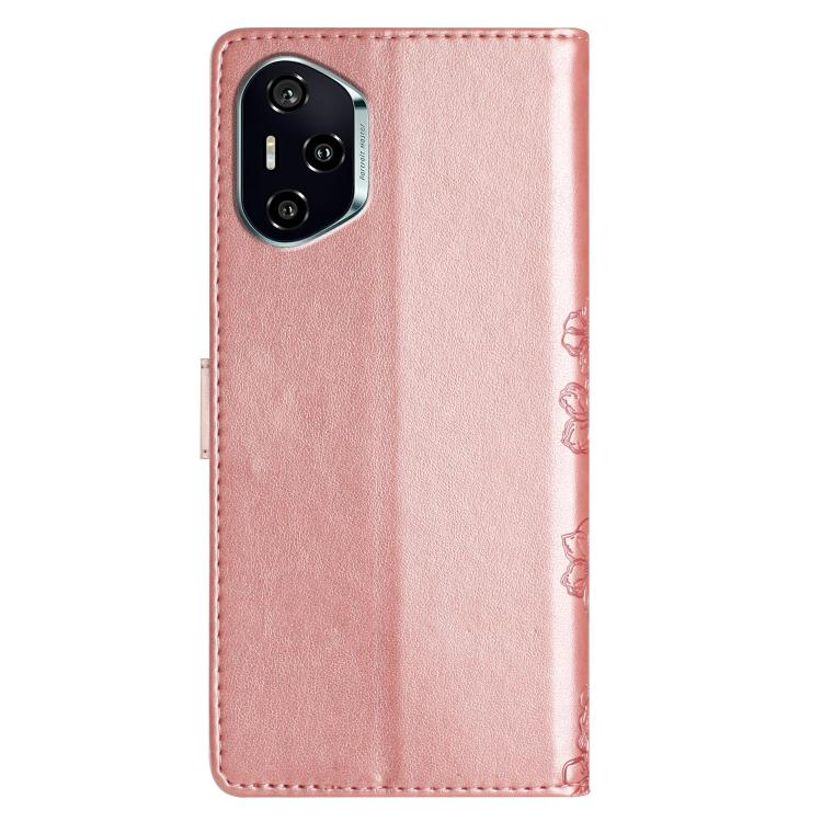 For Honor 400 Global 156.5mm Cherry Blossom Butterfly Skin Feel Embossed PU Phone Case