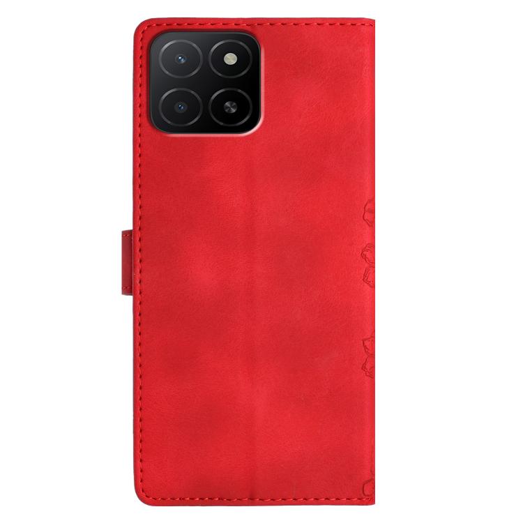 For Honor X5b Cherry Blossom Butterfly Skin Feel Embossed PU Phone Case