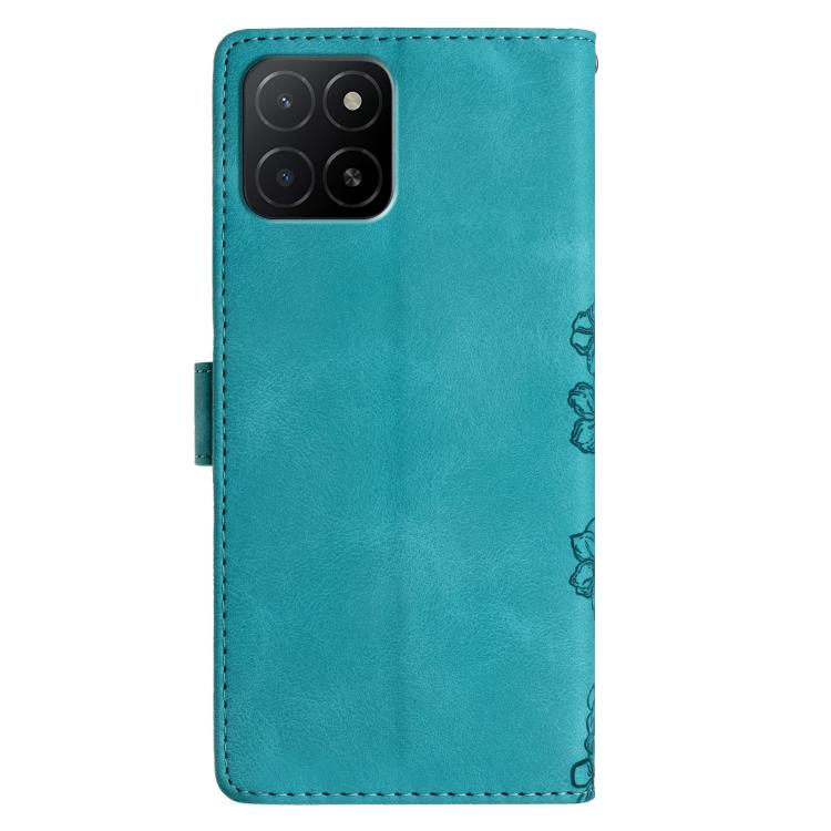 For Honor X5b Cherry Blossom Butterfly Skin Feel Embossed PU Phone Case