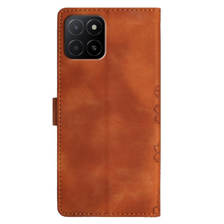 For Honor X5b Cherry Blossom Butterfly Skin Feel Embossed PU Phone Case