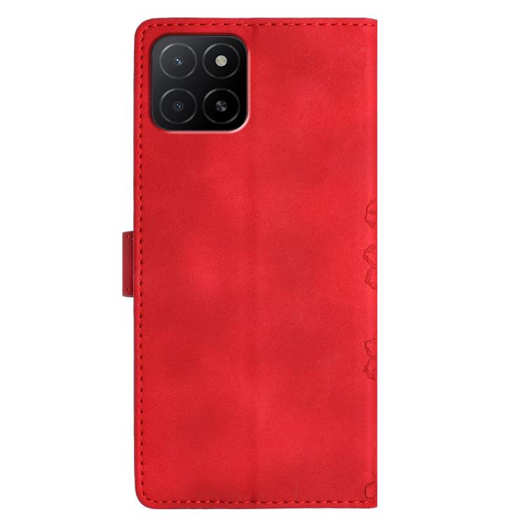For Honor X5b Plus Cherry Blossom Butterfly Skin Feel Embossed PU Phone Case