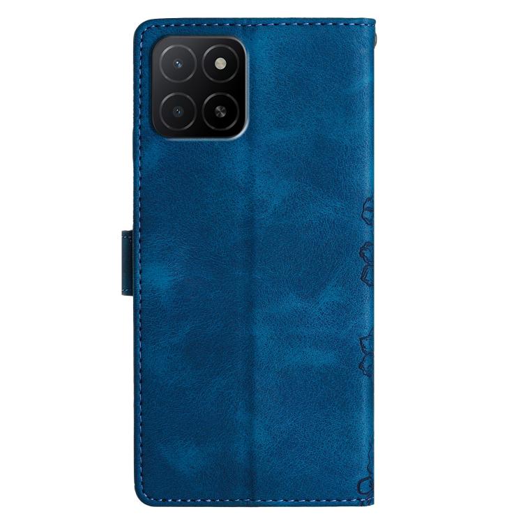 For Honor X5b Plus Cherry Blossom Butterfly Skin Feel Embossed PU Phone Case