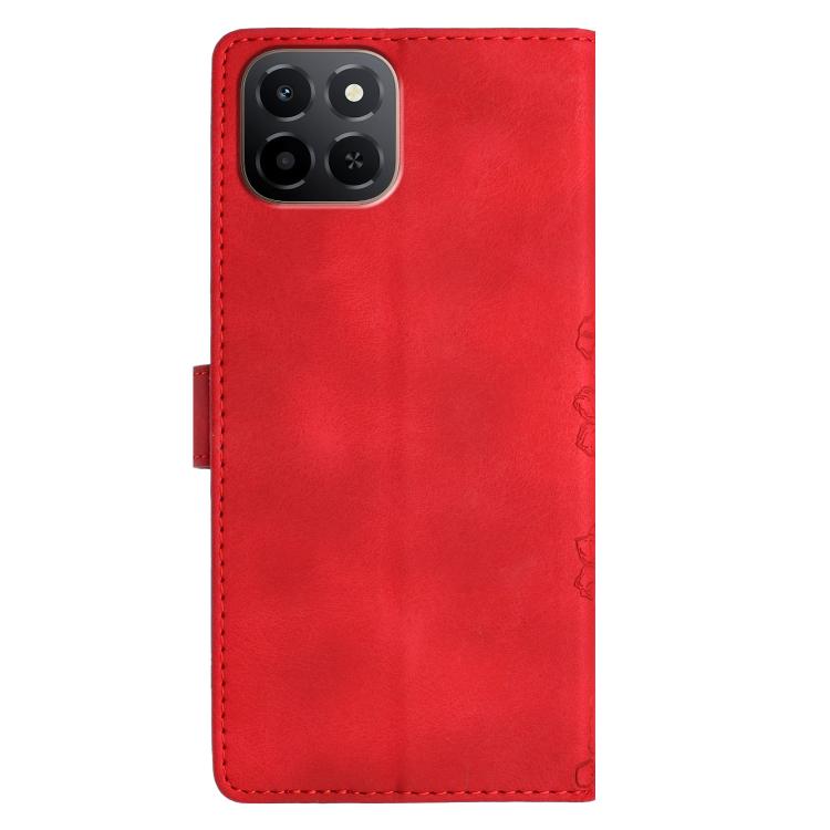 For Honor X6c 4G Cherry Blossom Butterfly Skin Feel Embossed PU Phone Case