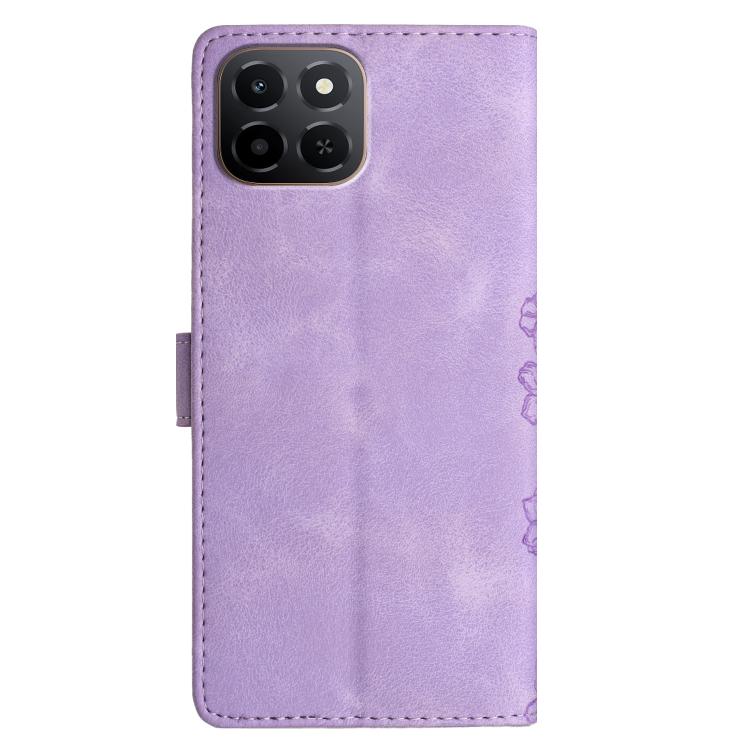For Honor X6c 4G Cherry Blossom Butterfly Skin Feel Embossed PU Phone Case