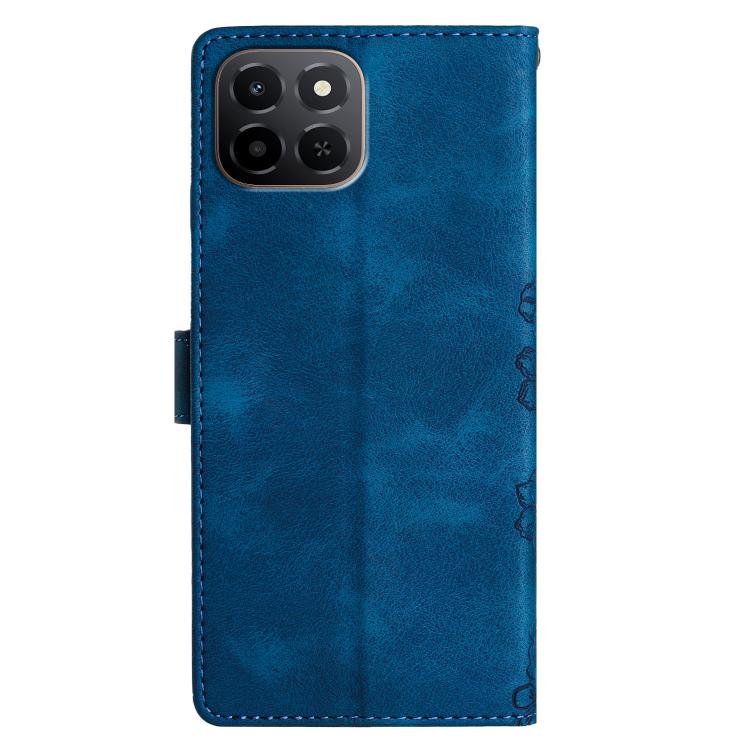 For Honor X6c 4G Cherry Blossom Butterfly Skin Feel Embossed PU Phone Case