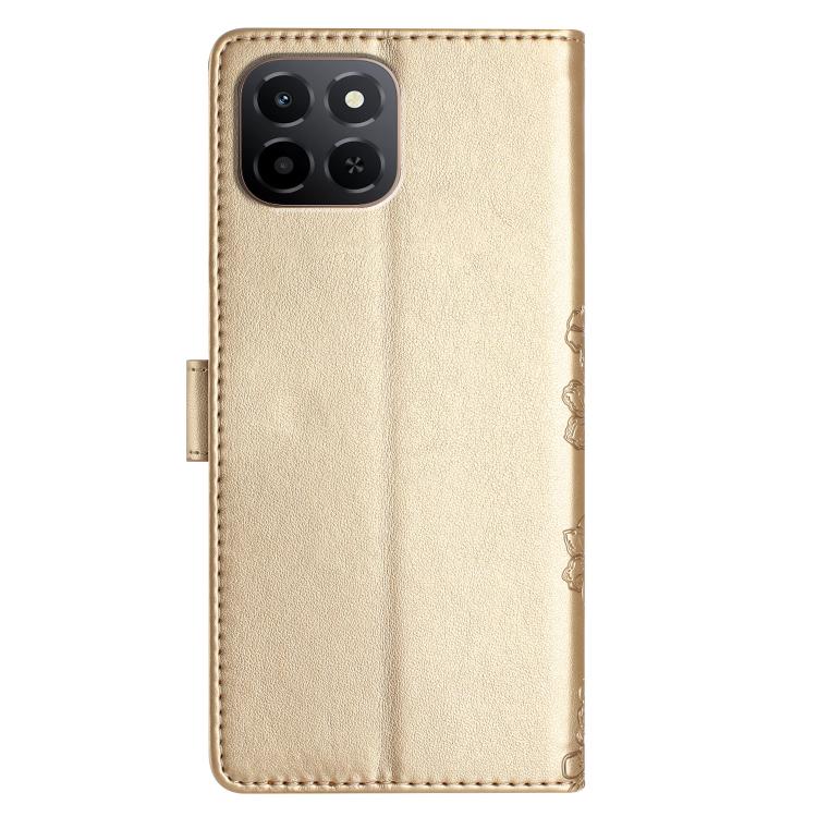 For Honor X6c 4G Cherry Blossom Butterfly Skin Feel Embossed PU Phone Case