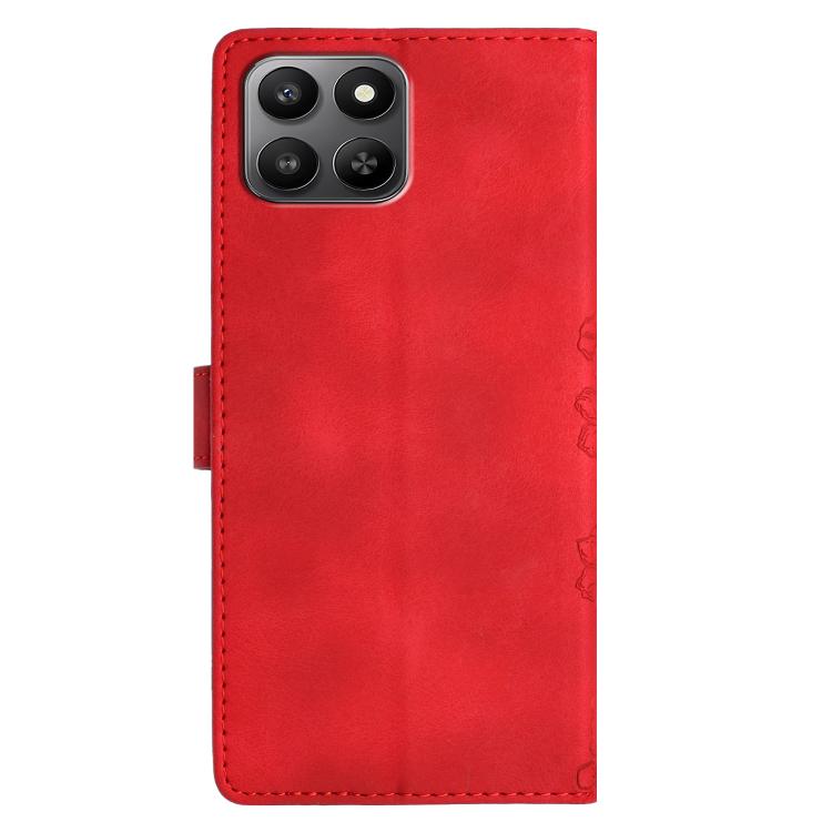For Honor 400 Smart 5G Cherry Blossom Butterfly Skin Feel Embossed PU Phone Case