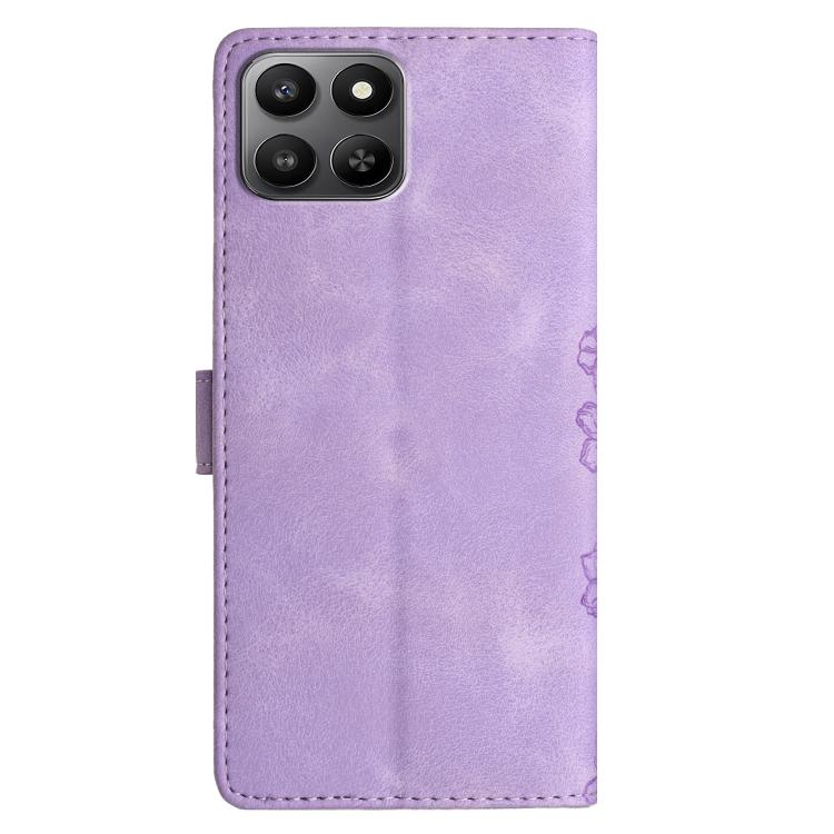 For Honor 400 Smart 5G Cherry Blossom Butterfly Skin Feel Embossed PU Phone Case