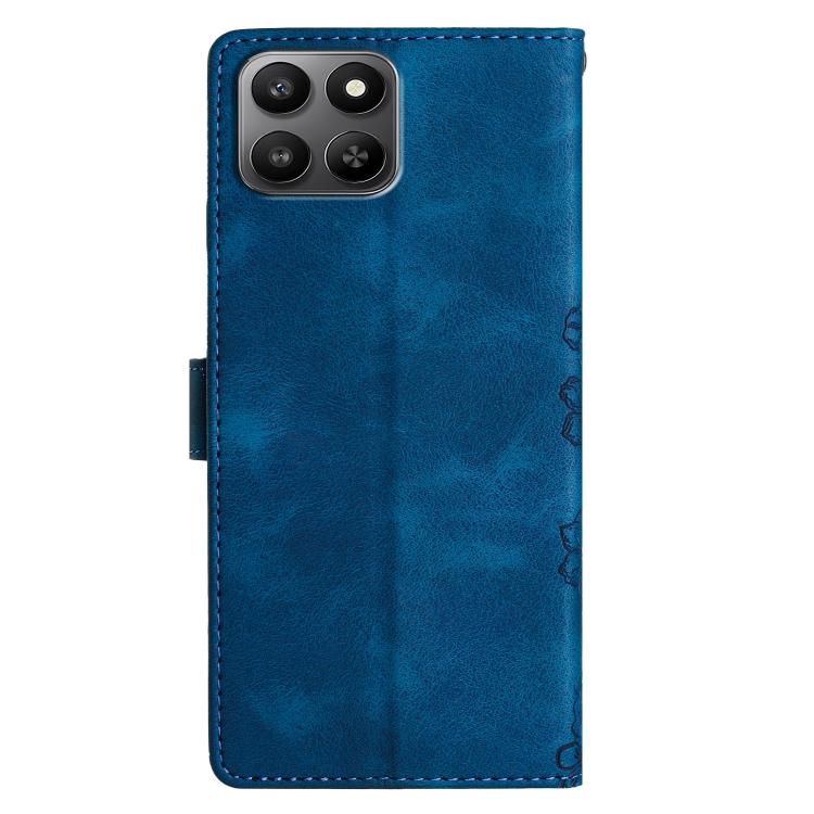 For Honor 400 Smart 5G Cherry Blossom Butterfly Skin Feel Embossed PU Phone Case