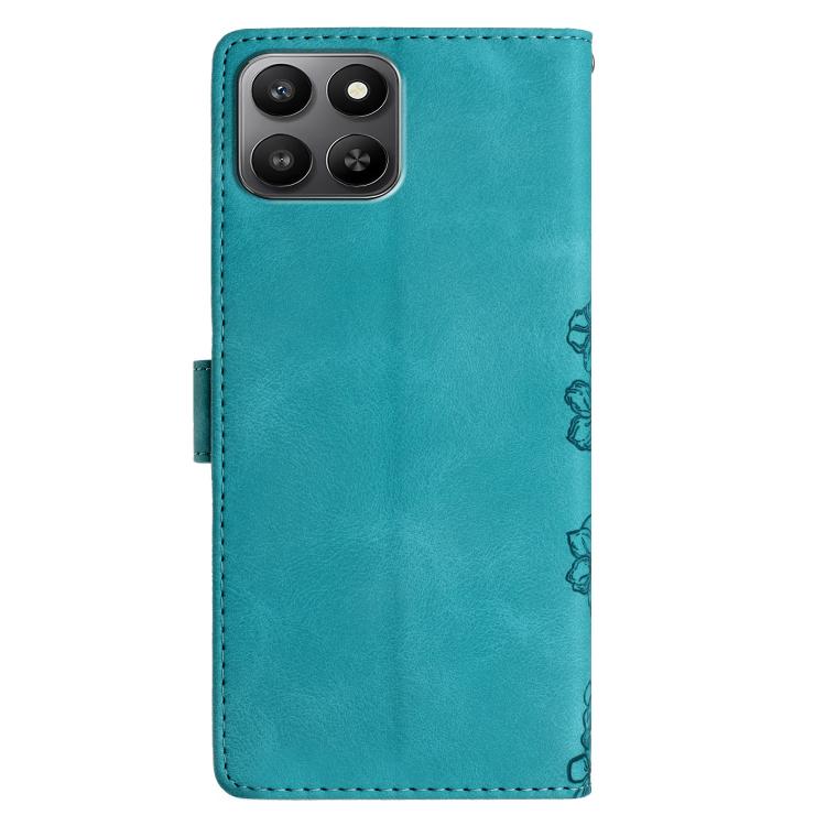 For Honor 400 Smart 5G Cherry Blossom Butterfly Skin Feel Embossed PU Phone Case