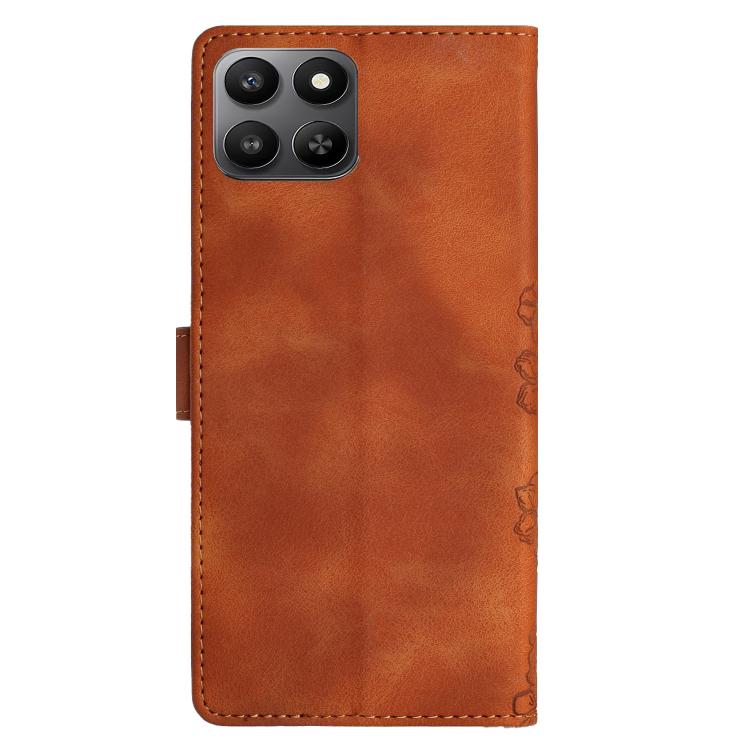 For Honor 400 Smart 5G Cherry Blossom Butterfly Skin Feel Embossed PU Phone Case