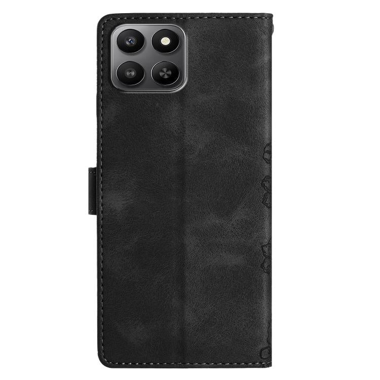 For Honor 400 Smart 5G Cherry Blossom Butterfly Skin Feel Embossed PU Phone Case