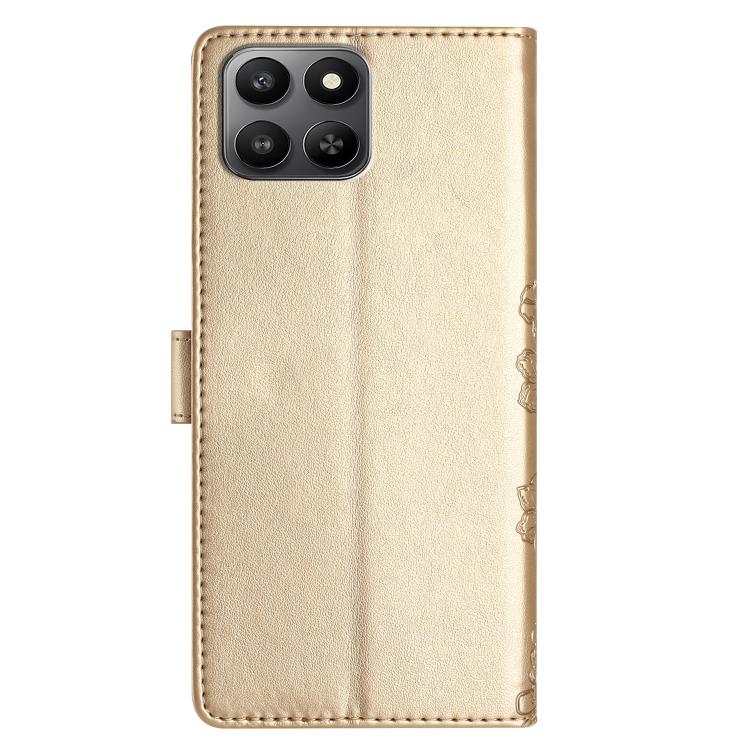 For Honor 400 Smart 5G Cherry Blossom Butterfly Skin Feel Embossed PU Phone Case