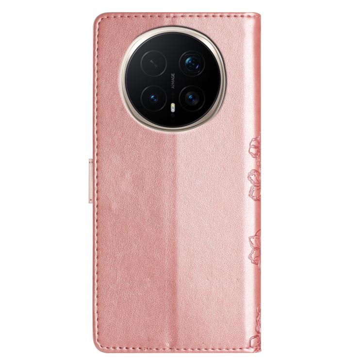 For Honor X9d 5G Cherry Blossom Butterfly Skin Feel Embossed PU Phone Case