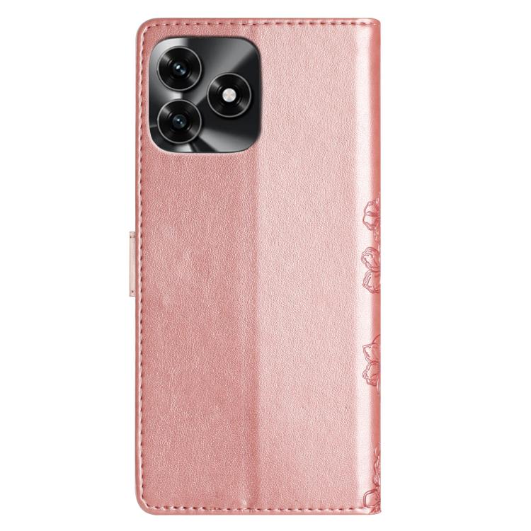 For Honor X5c 4G Cherry Blossom Butterfly Skin Feel Embossed PU Phone Case