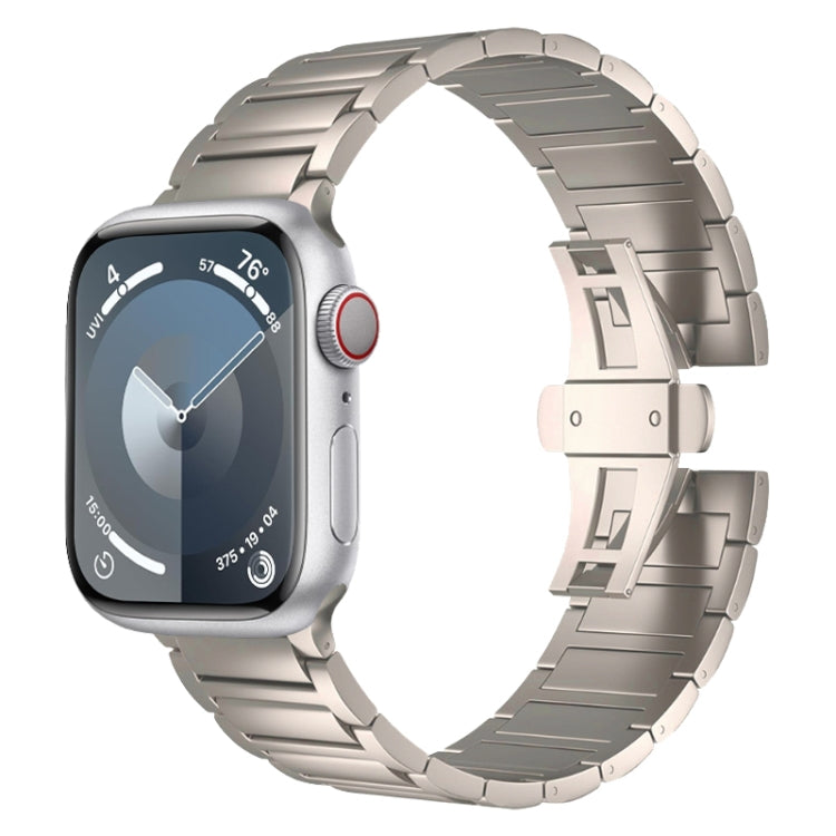 For Apple Watch Series 8 45mm I-shaped Butterfly Buckle Titanium Alloy Watch Band