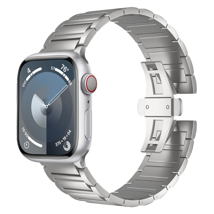For Apple Watch SE 44mm I-shaped Butterfly Buckle Titanium Alloy Watch Band