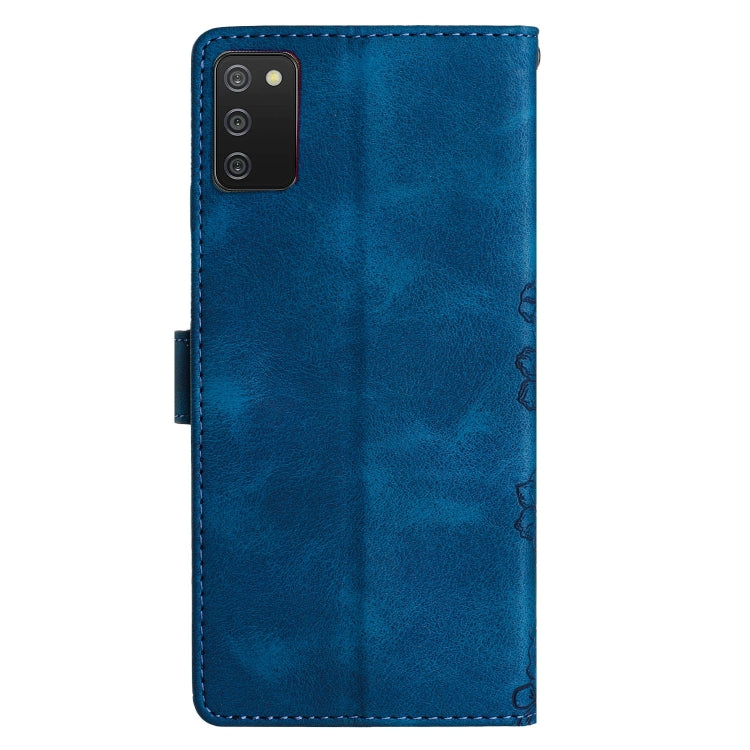 For Samsung Galaxy A02s / F02s 164mm Cherry Blossom Butterfly Skin Feel Embossed PU Phone Case
