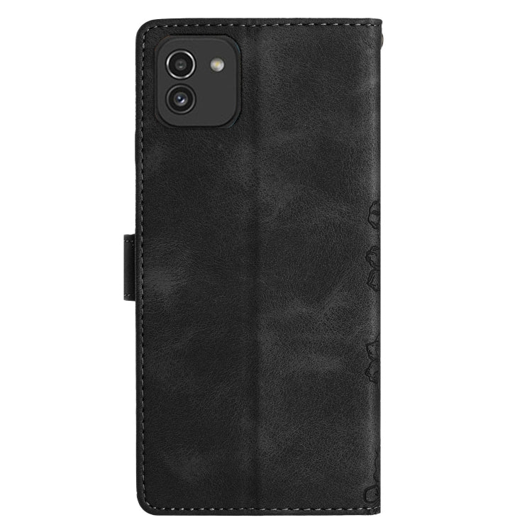 For Samsung Galaxy A03 164mm Cherry Blossom Butterfly Skin Feel Embossed PU Phone Case