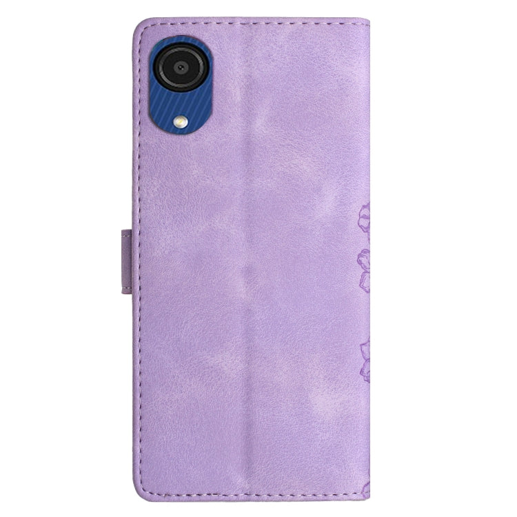 For Samsung Galaxy A03 Core Cherry Blossom Butterfly Skin Feel Embossed PU Phone Case