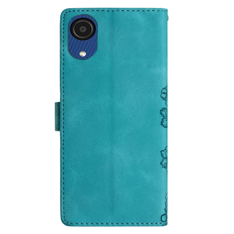 For Samsung Galaxy A03 Core Cherry Blossom Butterfly Skin Feel Embossed PU Phone Case