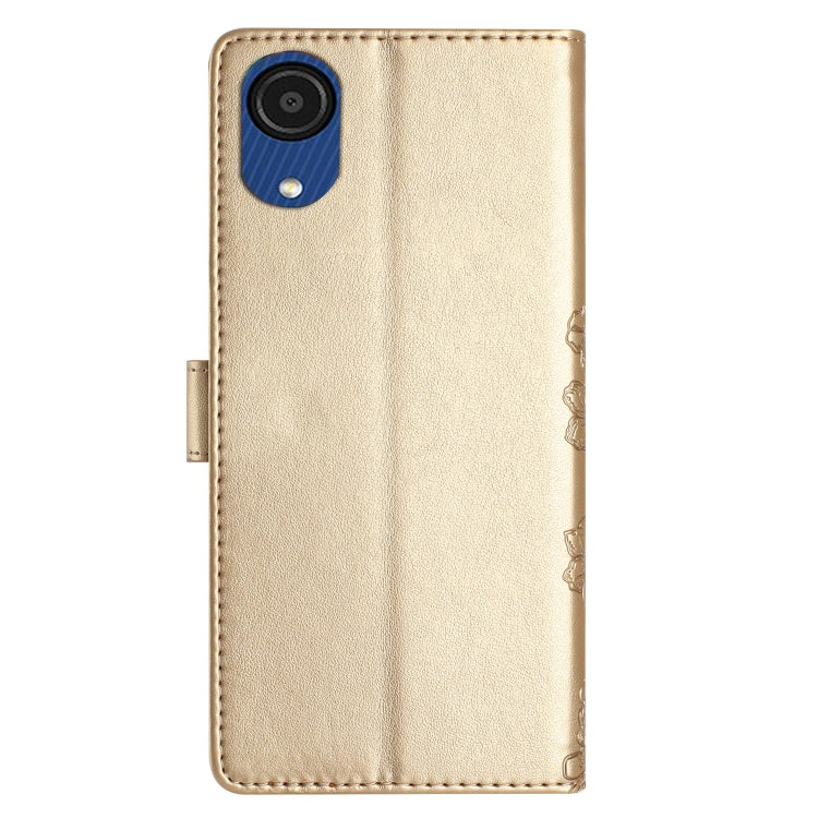 For Samsung Galaxy A03 Core Cherry Blossom Butterfly Skin Feel Embossed PU Phone Case