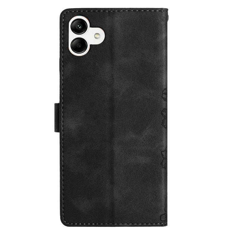 For Samsung Galaxy A04 Cherry Blossom Butterfly Skin Feel Embossed PU Phone Case