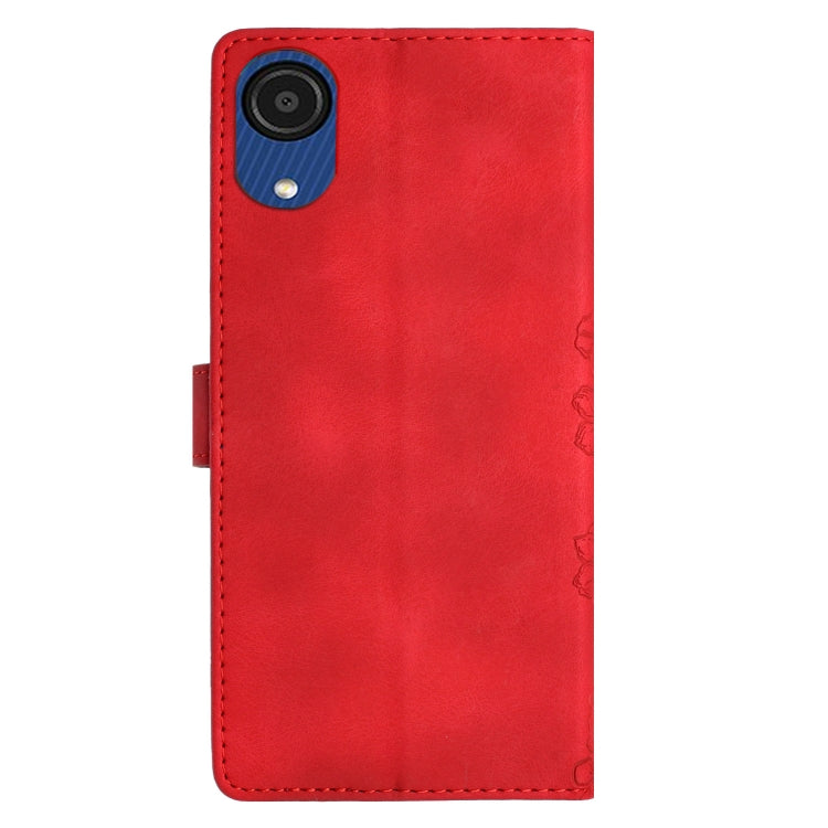 For Samsung Galaxy A04 Core Cherry Blossom Butterfly Skin Feel Embossed PU Phone Case
