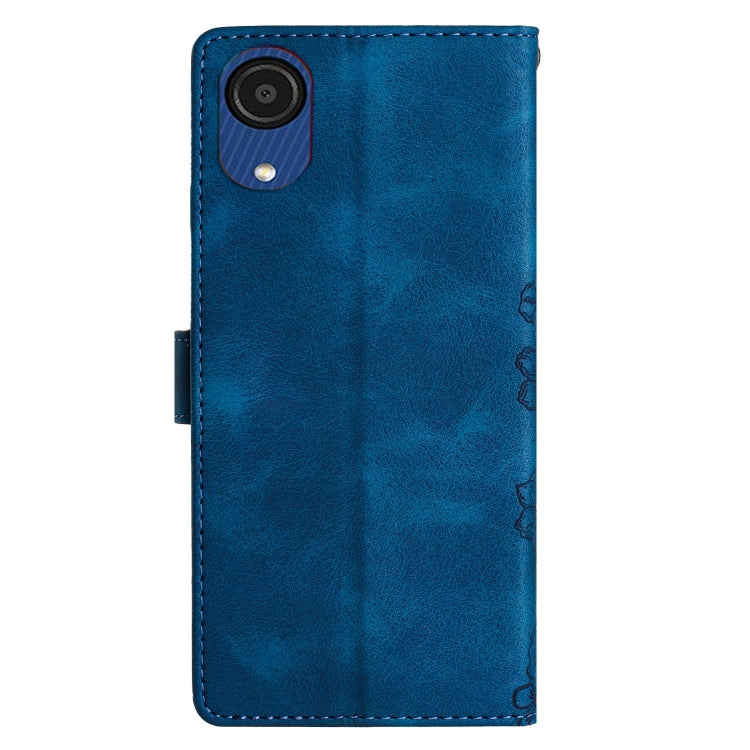 For Samsung Galaxy A04 Core Cherry Blossom Butterfly Skin Feel Embossed PU Phone Case