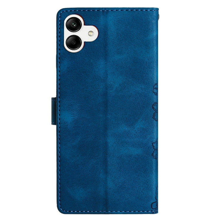 For Samsung Galaxy A04e Cherry Blossom Butterfly Skin Feel Embossed PU Phone Case