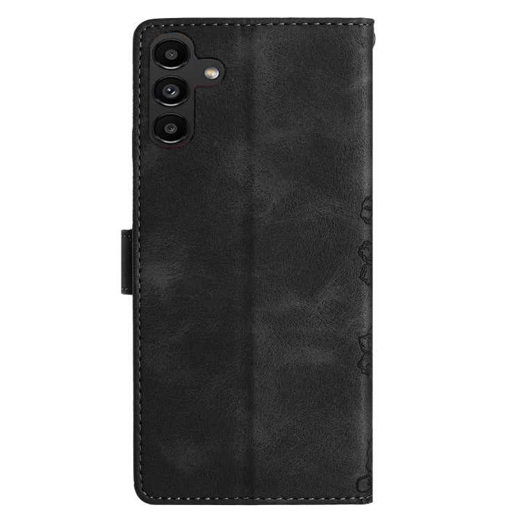 For Samsung Galaxy A04s Cherry Blossom Butterfly Skin Feel Embossed PU Phone Case