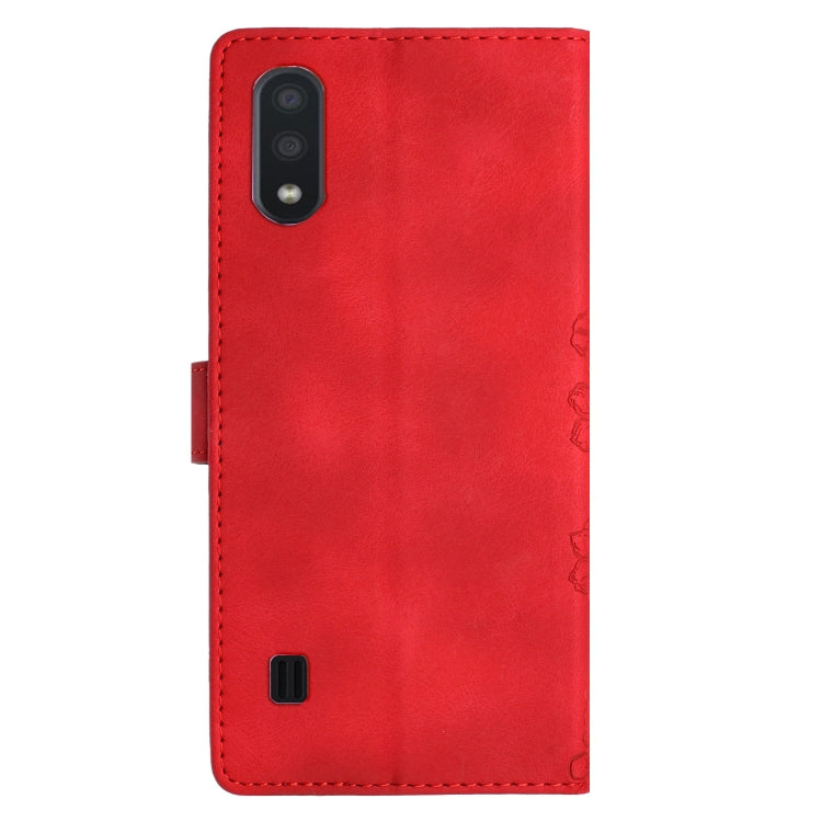 For Samsung Galaxy A10 / M10 Cherry Blossom Butterfly Skin Feel Embossed PU Phone Case