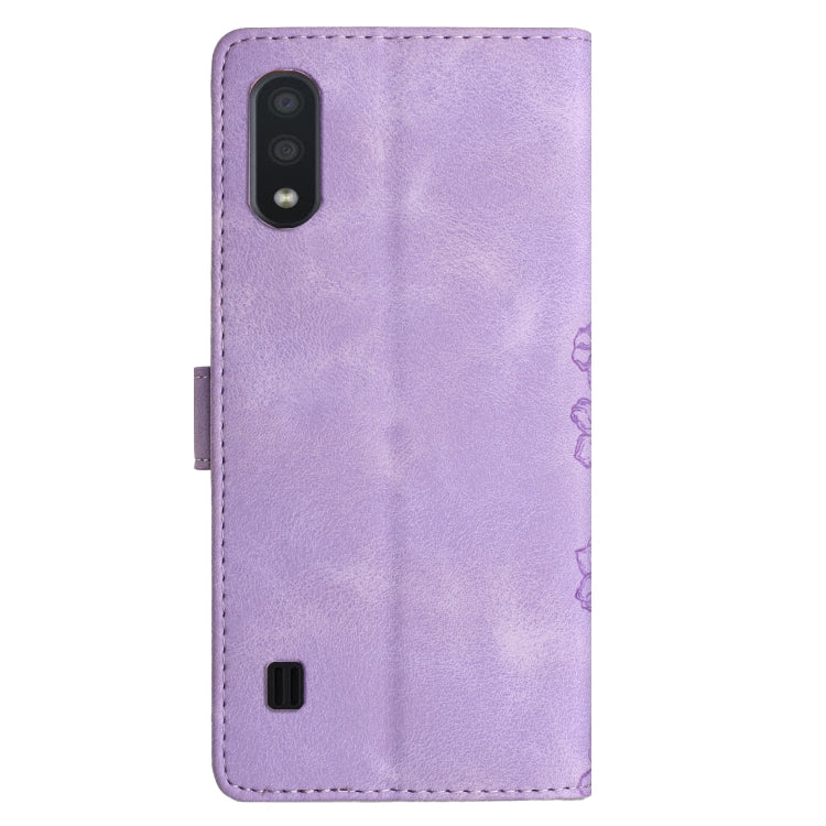 For Samsung Galaxy A10 / M10 Cherry Blossom Butterfly Skin Feel Embossed PU Phone Case