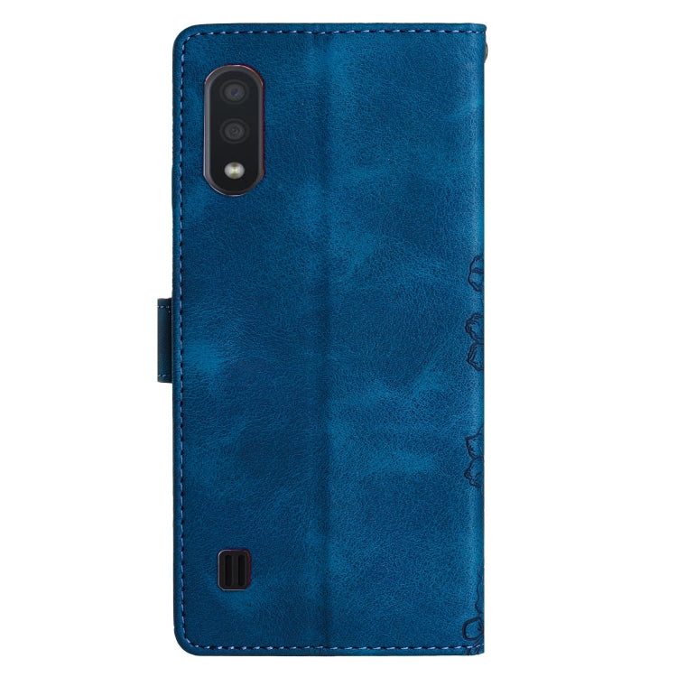 For Samsung Galaxy A10 / M10 Cherry Blossom Butterfly Skin Feel Embossed PU Phone Case