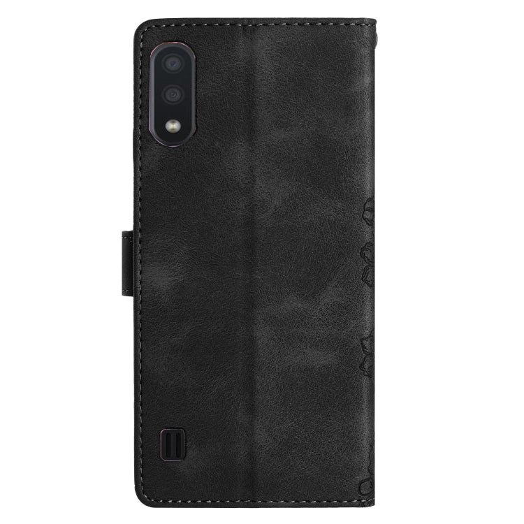 For Samsung Galaxy A10 / M10 Cherry Blossom Butterfly Skin Feel Embossed PU Phone Case