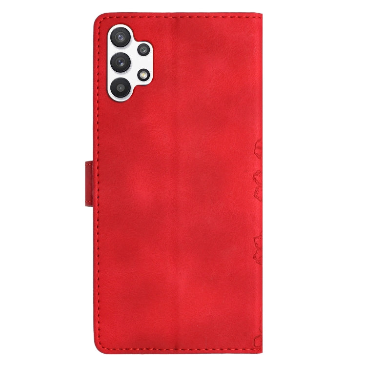 For Samsung Galaxy A13 4G Cherry Blossom Butterfly Skin Feel Embossed PU Phone Case