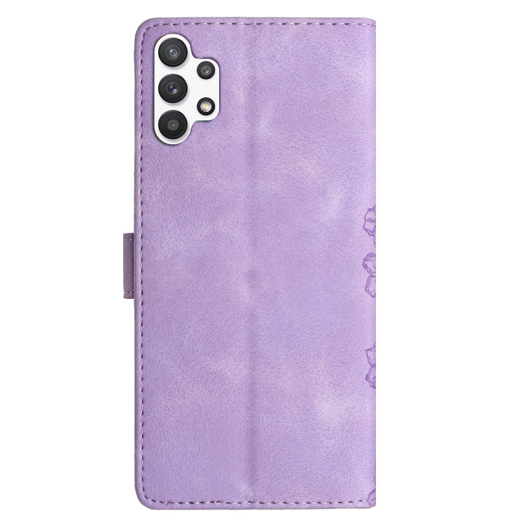 For Samsung Galaxy A13 4G Cherry Blossom Butterfly Skin Feel Embossed PU Phone Case