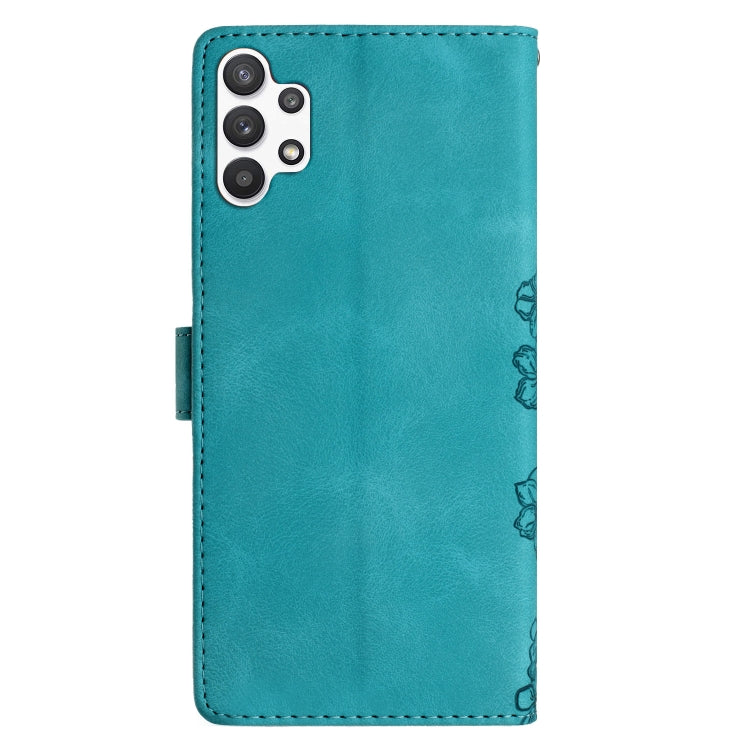 For Samsung Galaxy A13 4G Cherry Blossom Butterfly Skin Feel Embossed PU Phone Case