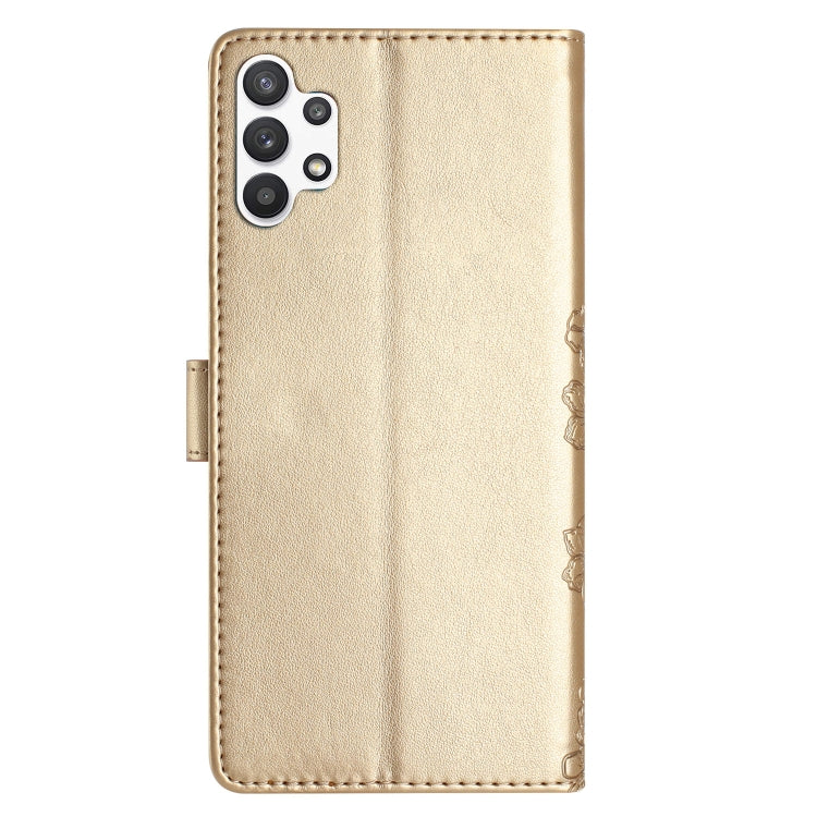 For Samsung Galaxy A13 4G Cherry Blossom Butterfly Skin Feel Embossed PU Phone Case