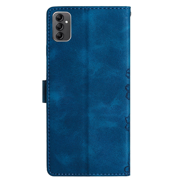 For Samsung Galaxy A14 5G Cherry Blossom Butterfly Skin Feel Embossed PU Phone Case