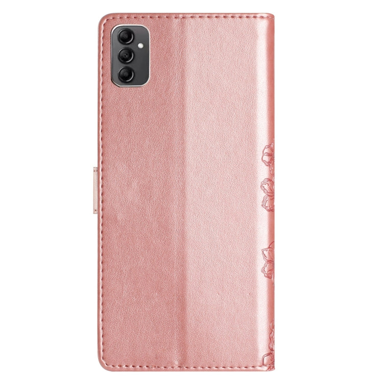 For Samsung Galaxy A14 5G Cherry Blossom Butterfly Skin Feel Embossed PU Phone Case
