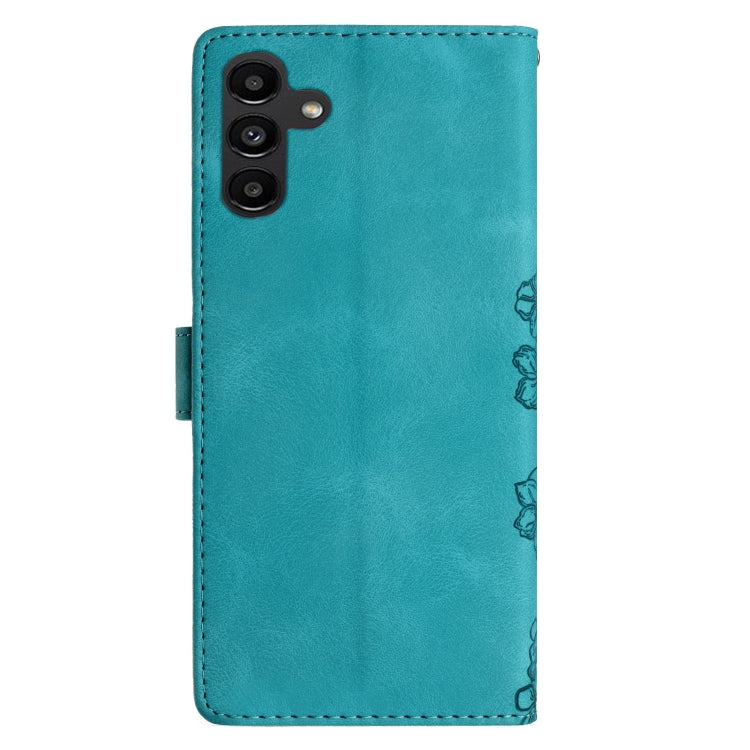 For Samsung Galaxy A24 Cherry Blossom Butterfly Skin Feel Embossed PU Phone Case